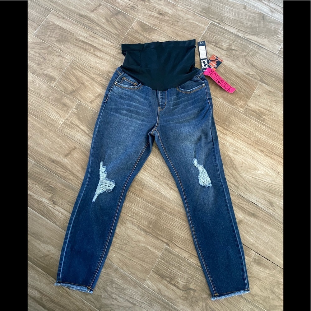 Indigo Poppy gray ankle skinny Maternity jeans